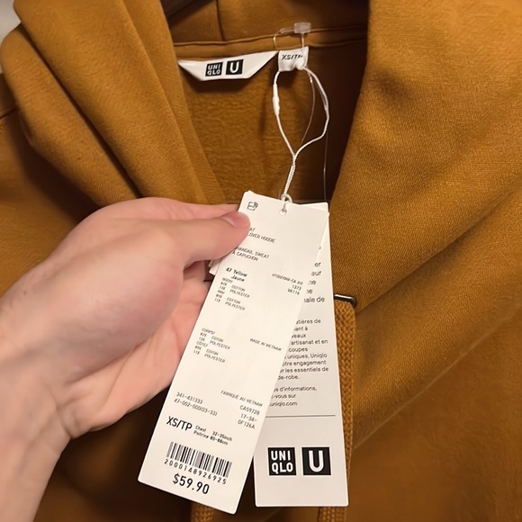 NWT Uniqlo U Pullover Hoodie Yellow XS - Picture 3 of 5
